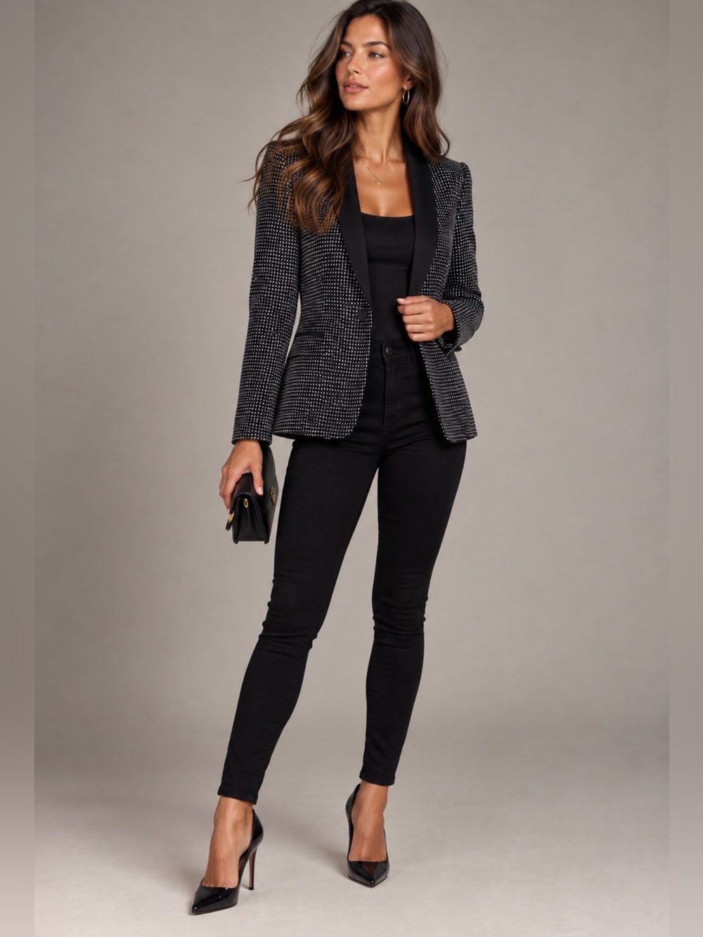 White House Black Market jacket – 10, black and white with black lapel.